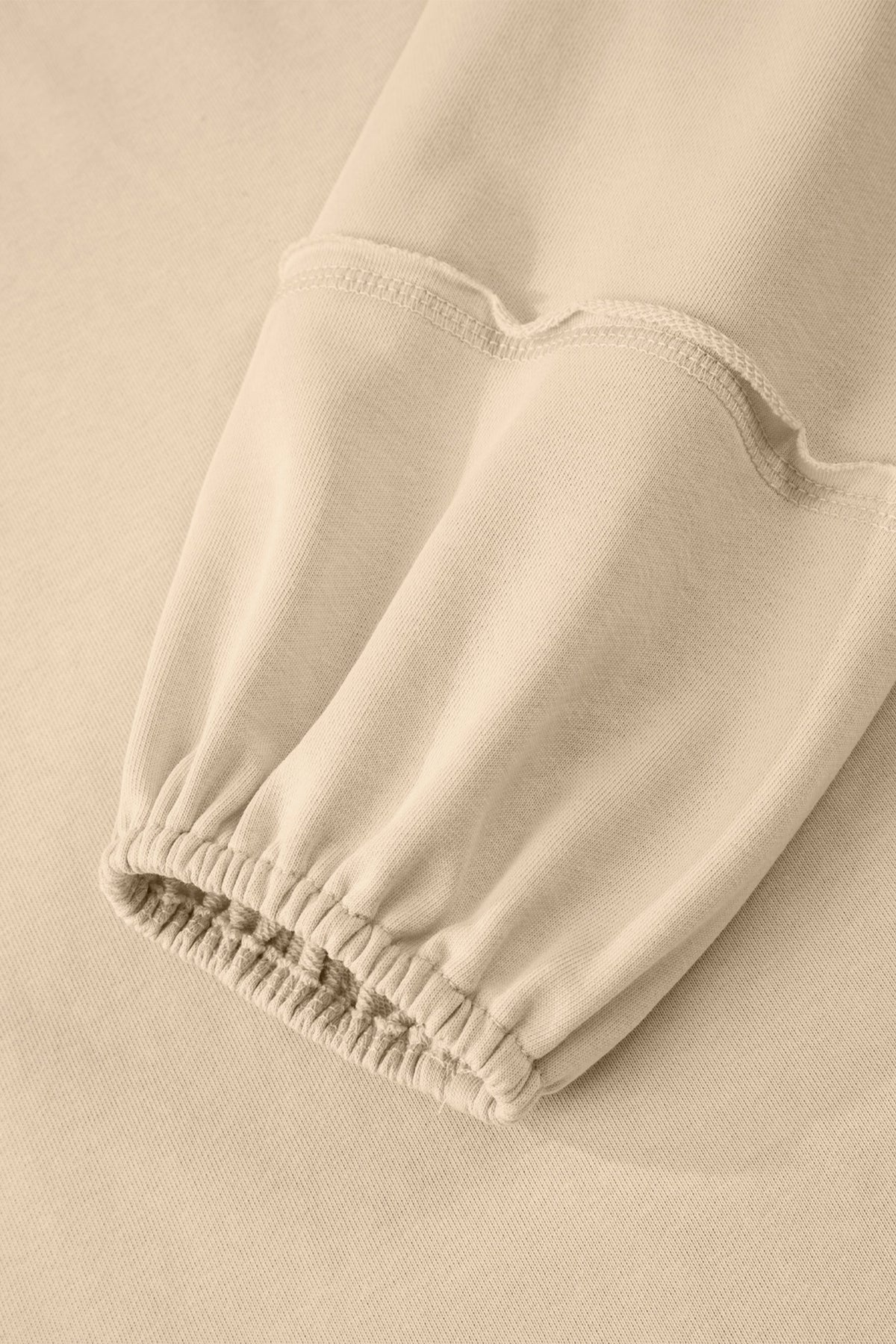 Beige Solid Color Raw Seam Patchwork Baggy Sweatshirt