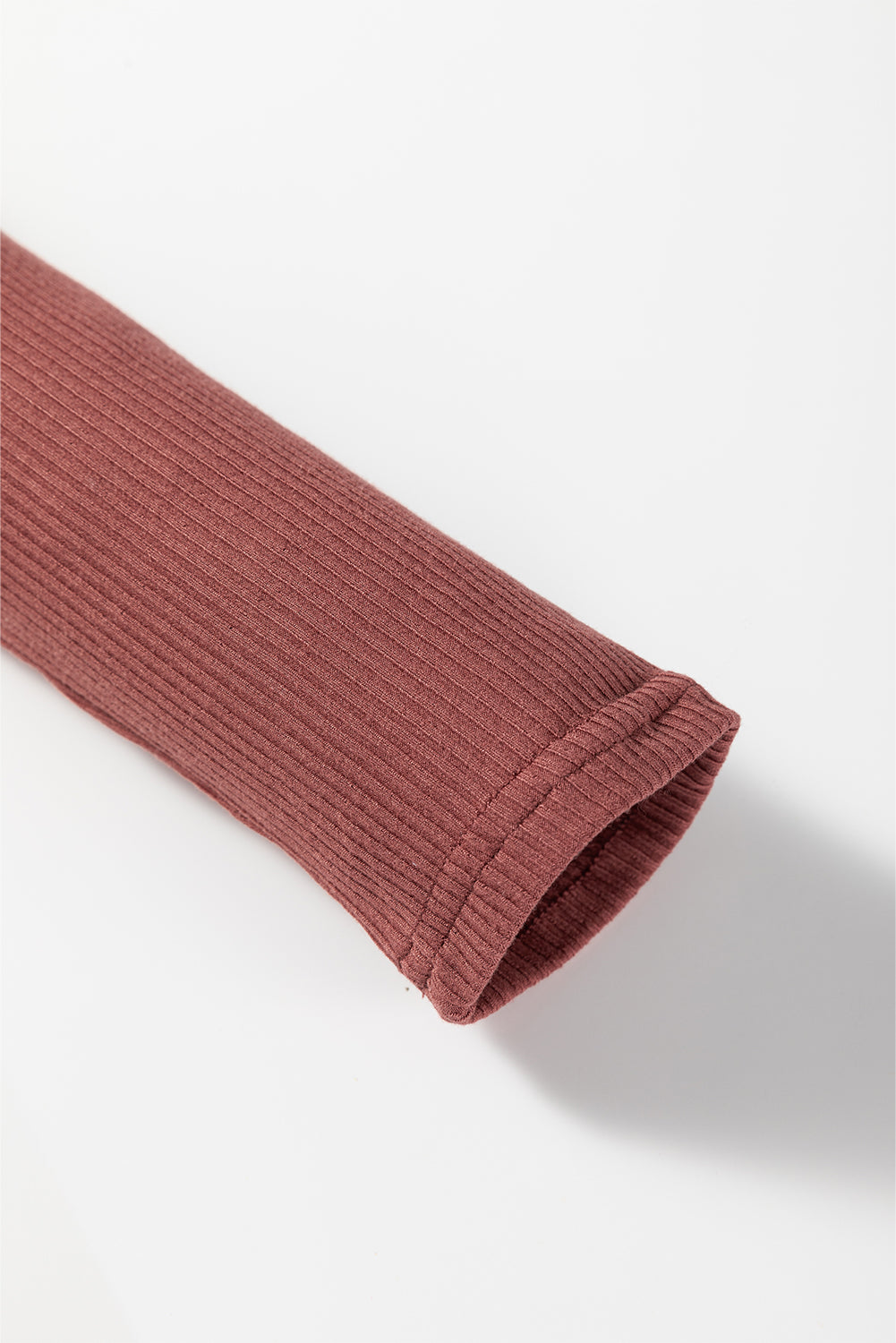 Mineral Red Ribbed Long Sleeve Crew Neck Solid Color Bodysuit
