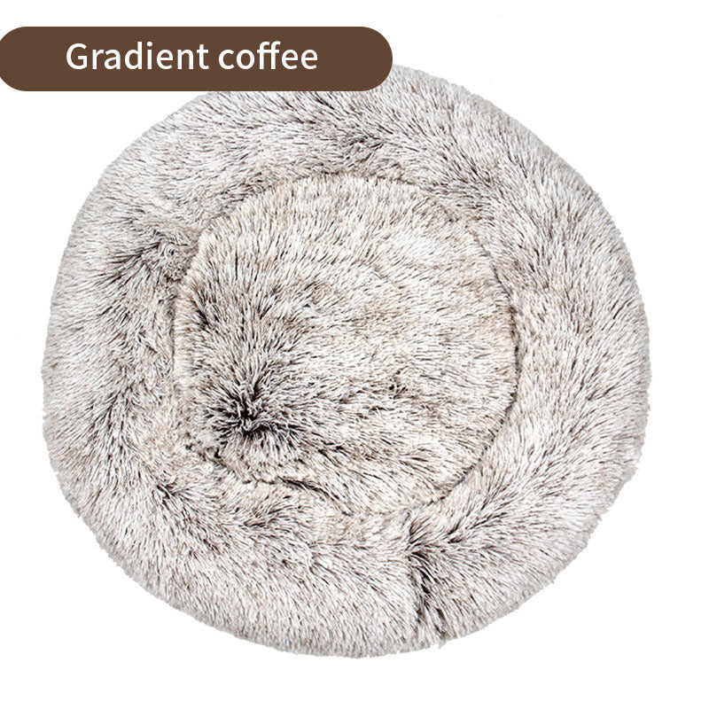 Dog Kennel Cat Kennel Plush Round Gradual Change Pet Kennel Dog Bed Winter Mat Gradual Change Pet Mattress Pet Supplies