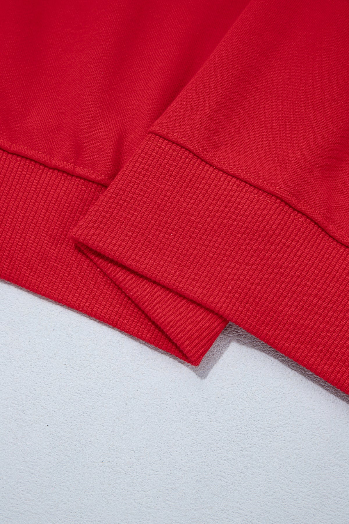 Fiery Red PRAY Letter Patchwork Round Neck Long Sleeve Plus Size Sweatshirt