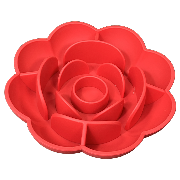 New Portable Dog Bowl Pet Feeder Licking Silicone Dog Bowl Slow Feeder Flower