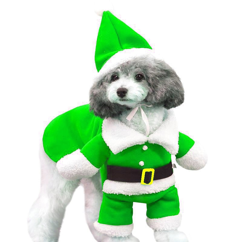 Pet clothing with plush dog clothing small dog clothing for autumn and winter Santa Claus clothing cat clothing
