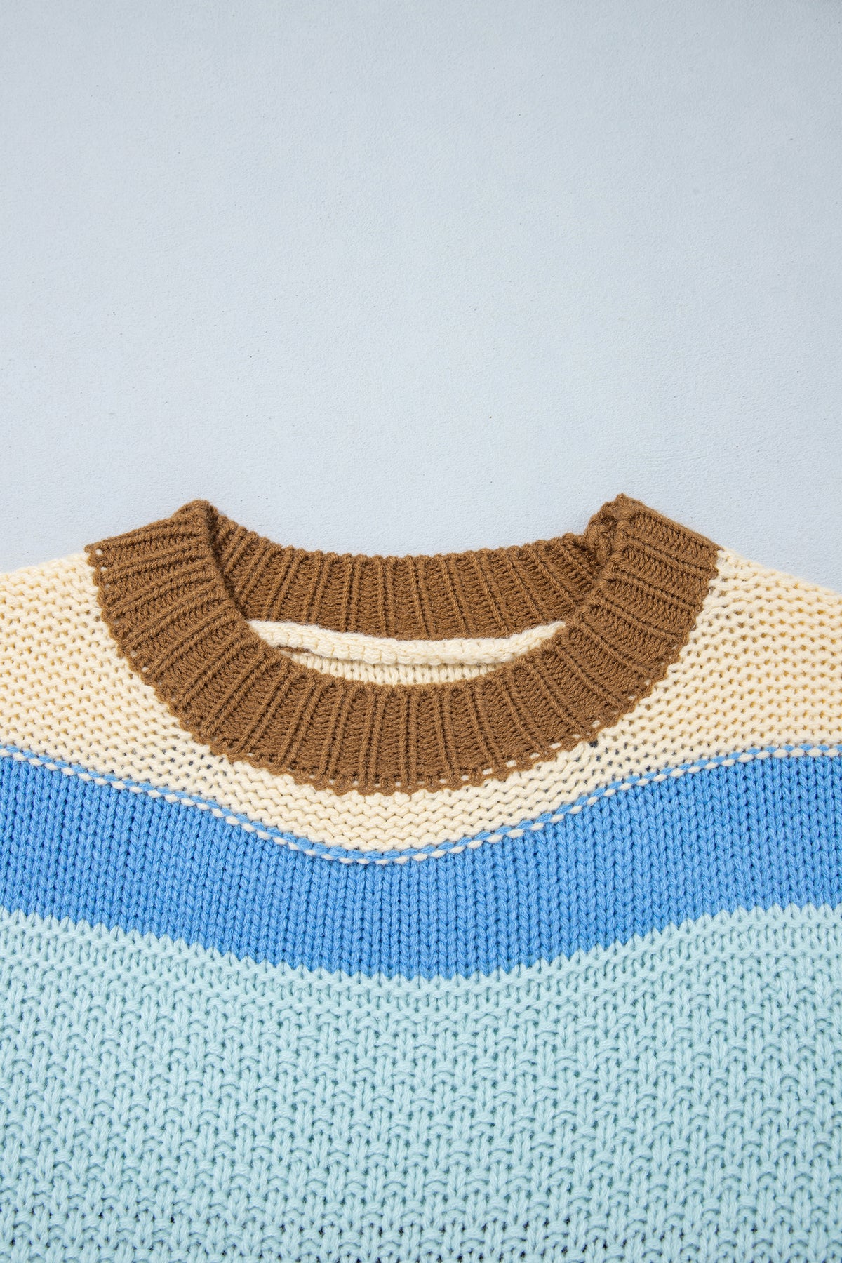 Multicolour Color Block Striped Round Neck Relaxed Sweater