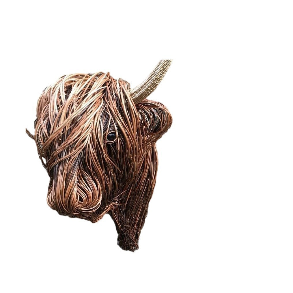 woven willow highland low resin highland trophy head home decor ornament handmade