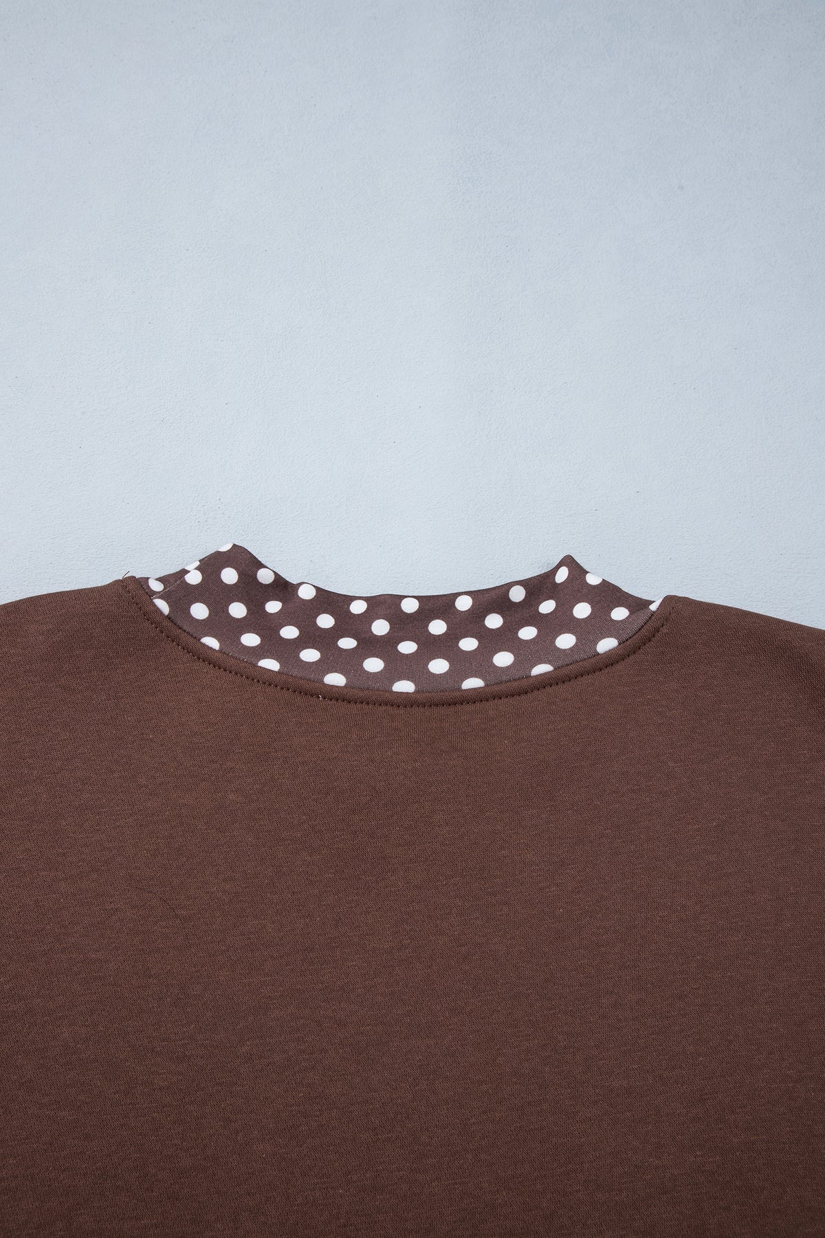 Brown Polka Dot Patchwork Round Neck Plus Size Sweatshirt