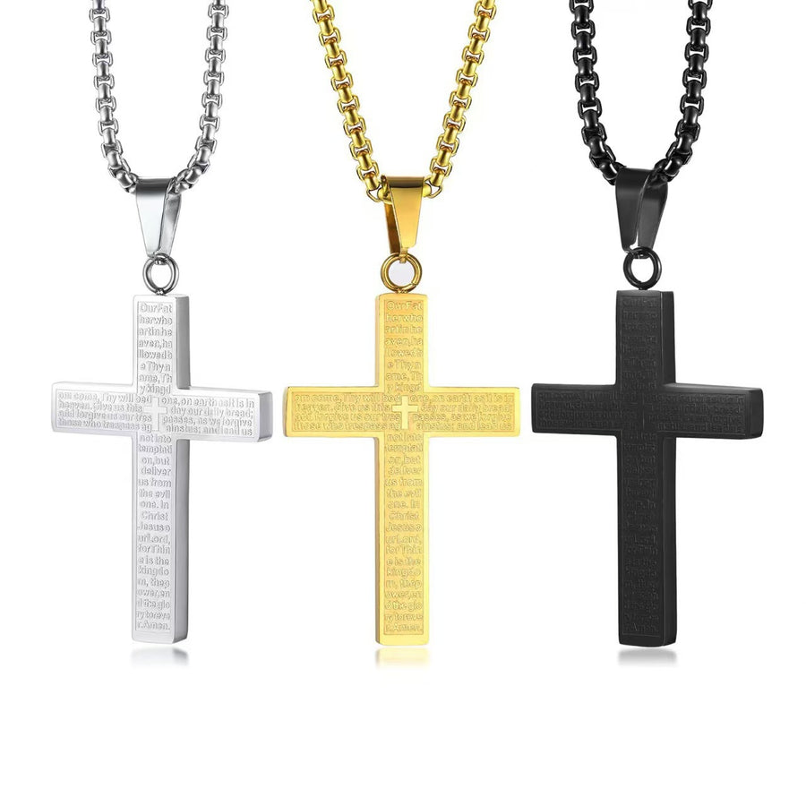 Scripture Cross Pendant Titanium Steel Necklace