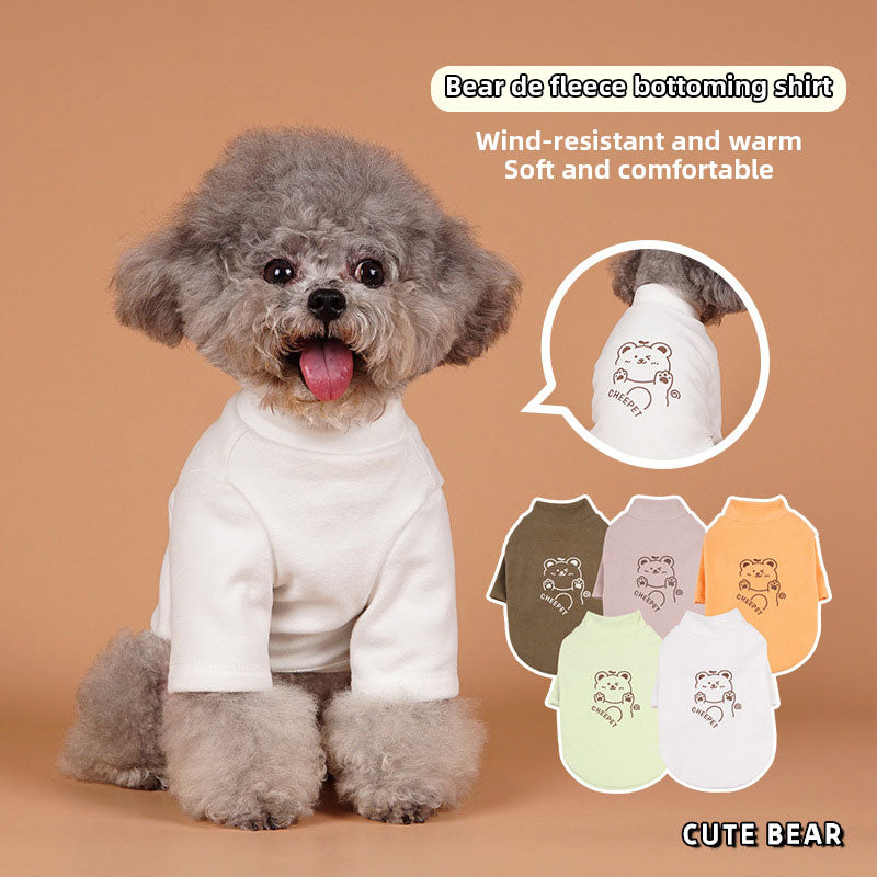 Printed Bear Sweatshirt Faux Shedding Warm Dog Clothes Puppy Dog Bottoming Shirt Pet Two Feet Clothing