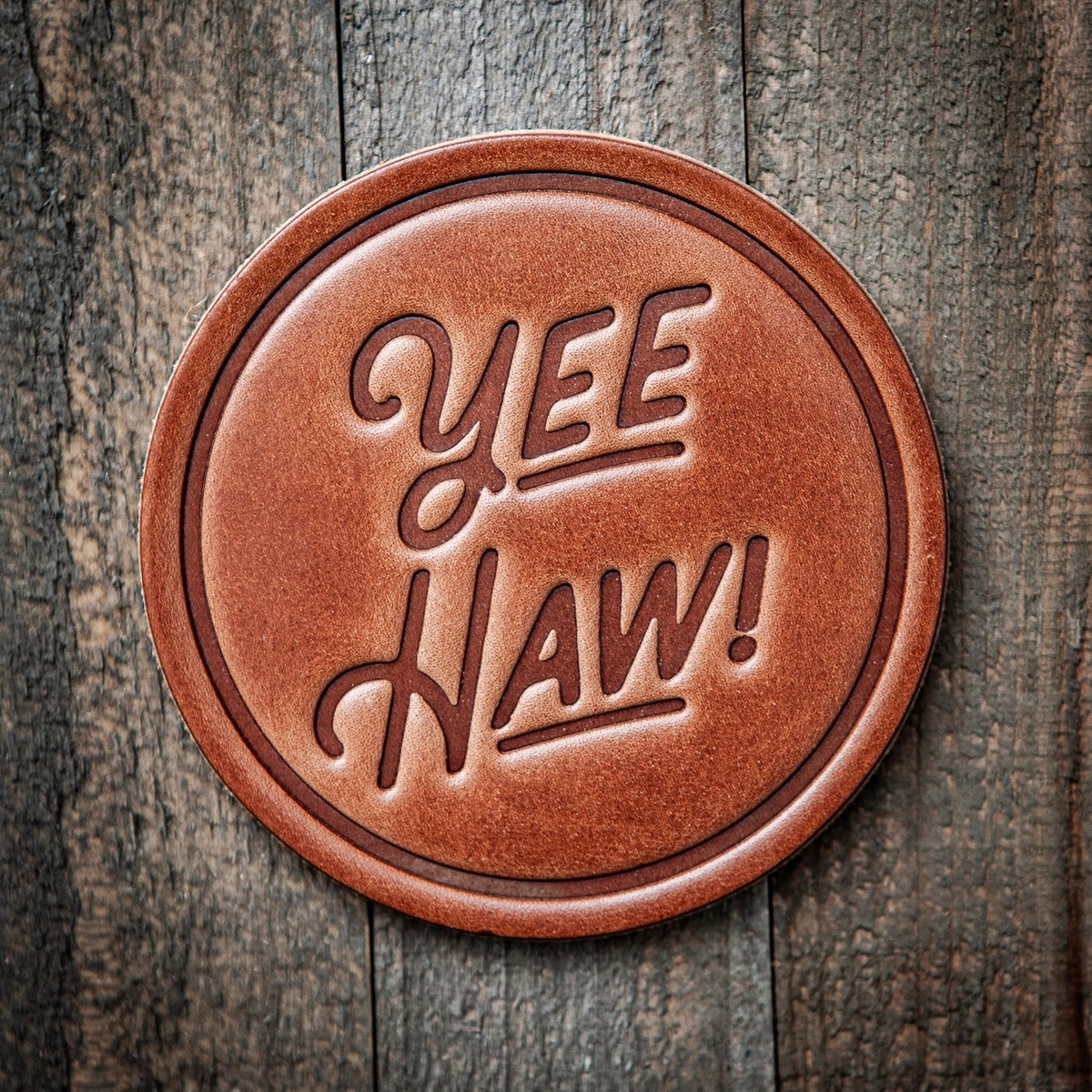 Yeehaw Leather Coaster