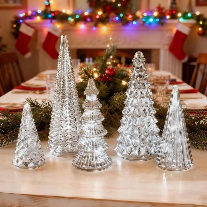 5-Piece Set 3D Printed Light-Up Trees with Upgraded LEDs for Tabletop Decor