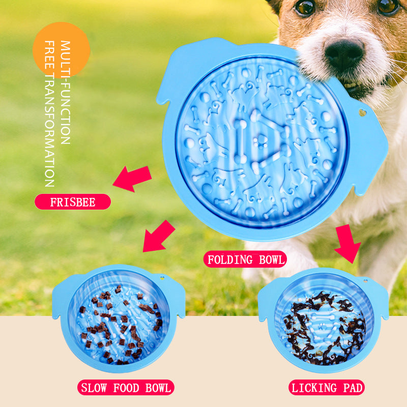 Portable Folding Bowl Sucker Licking Pad Slow Food Bowl Dog Basin Silicone Pet Bowl Dog Bowl