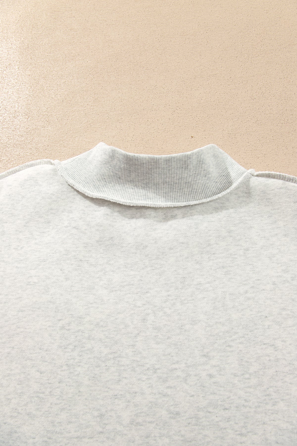 Gray MERRY Embroidered Letter High Neck Tunic Pullover Sweatshirt