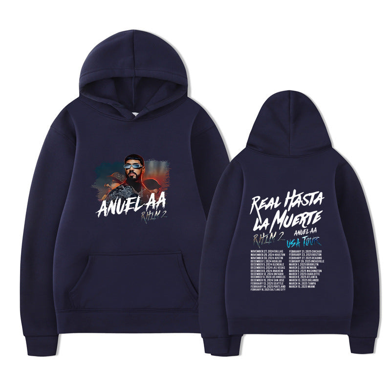 Rapper Anuel AA Real Hasta La Muerte Hoodies Mens Clothing H