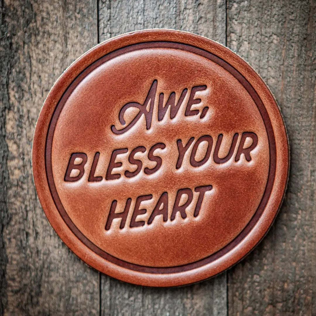 Awe Bless Your Heart Leather Coaster