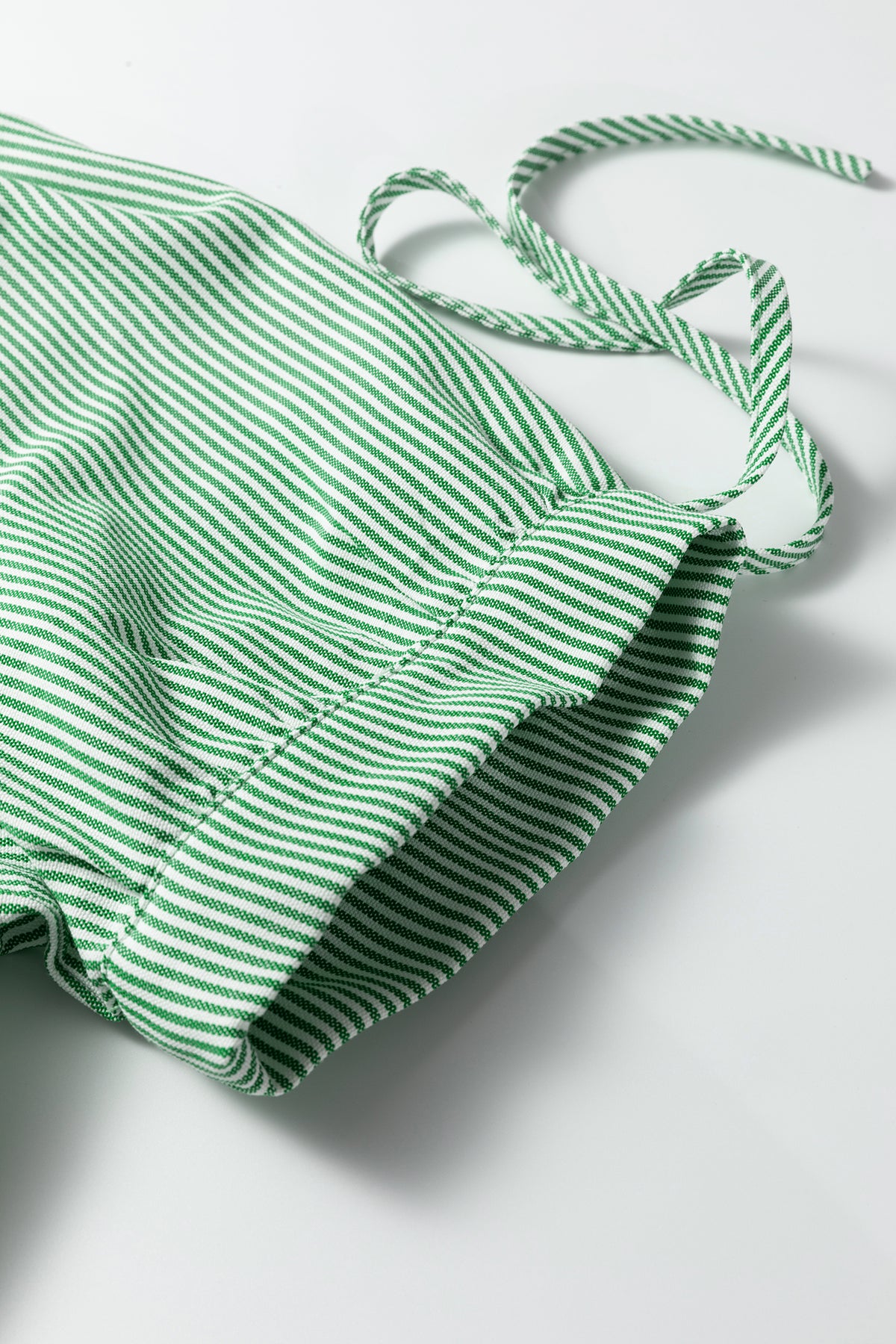 Mint Green Striped Print Collared Split Neck Half Sleeve Blouse