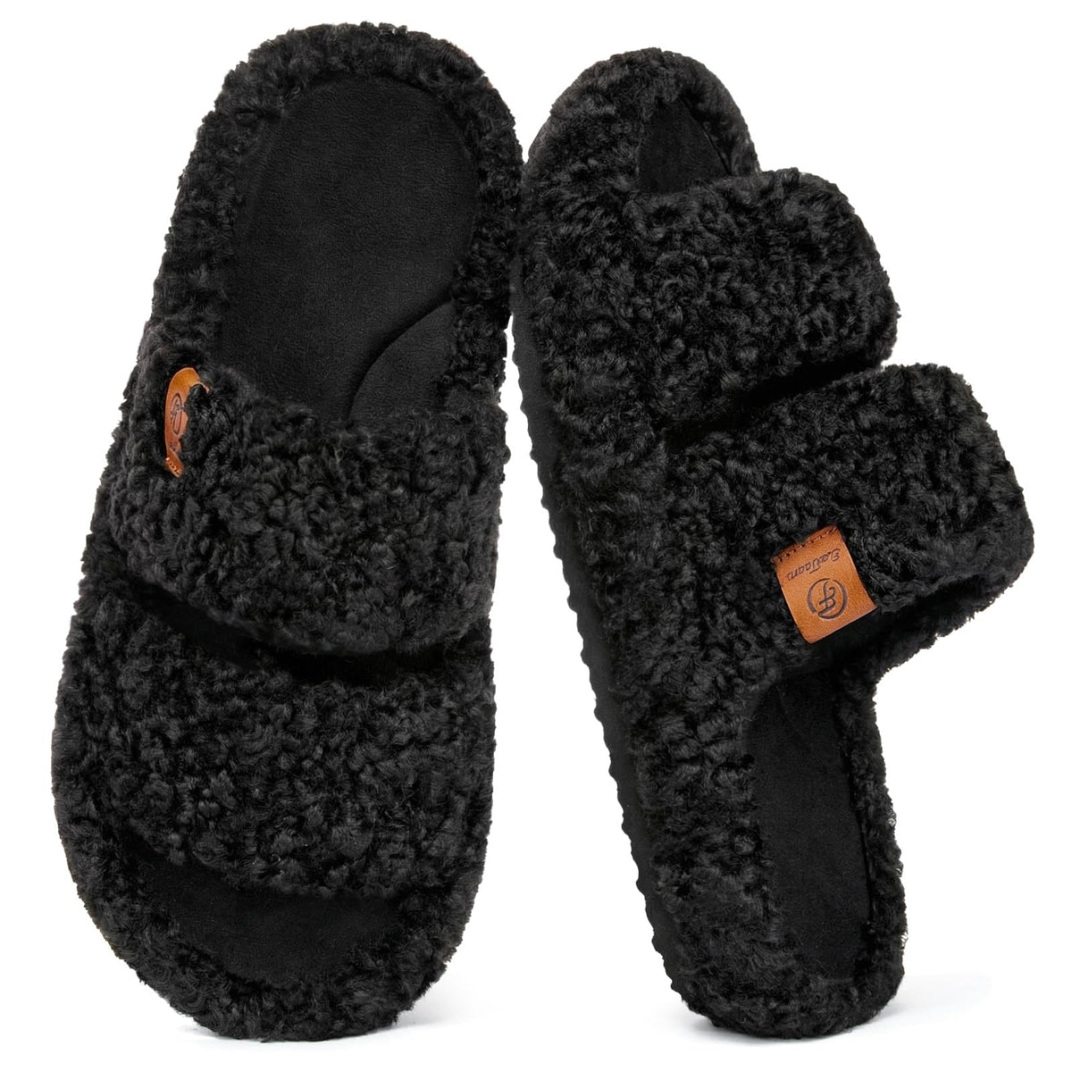 EverFoams Fuzzy Open-toe Slippers Memory Foam Indoor House Shoes
