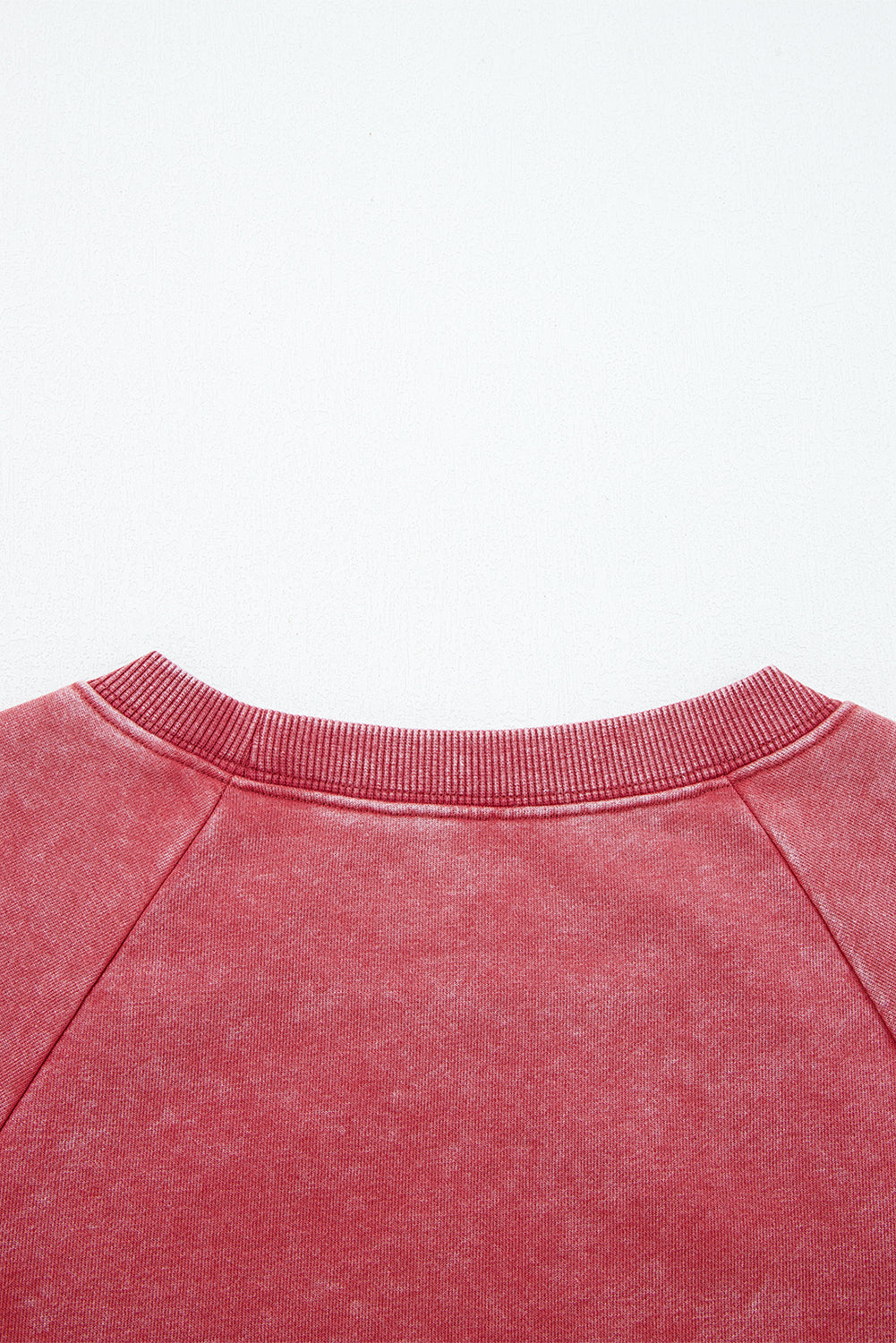 Racing Red Mineral Wash Raglan Sleeve Raw Hem Crop Sweatshirt