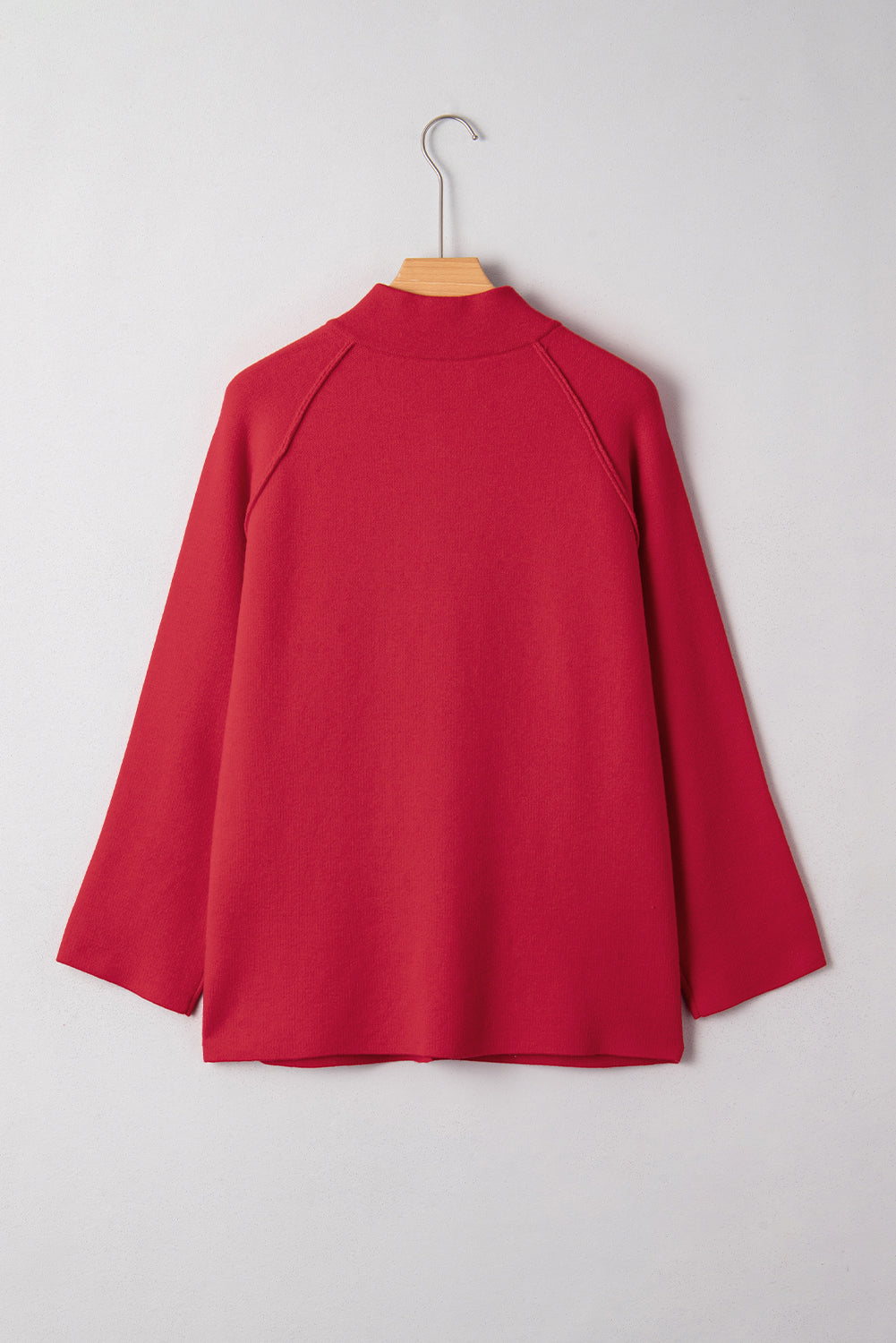 Fiery Red Collared Button Front Wrapped Cardigan Jacket