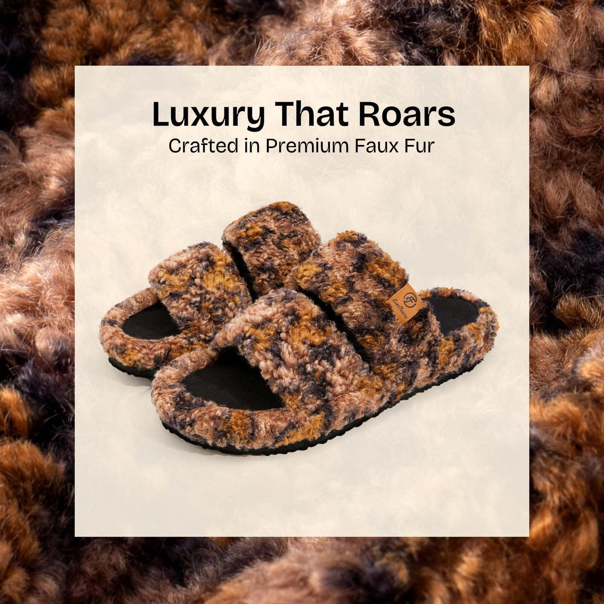 EverFoams Fuzzy Open-toe Slippers Memory Foam Indoor House Shoes