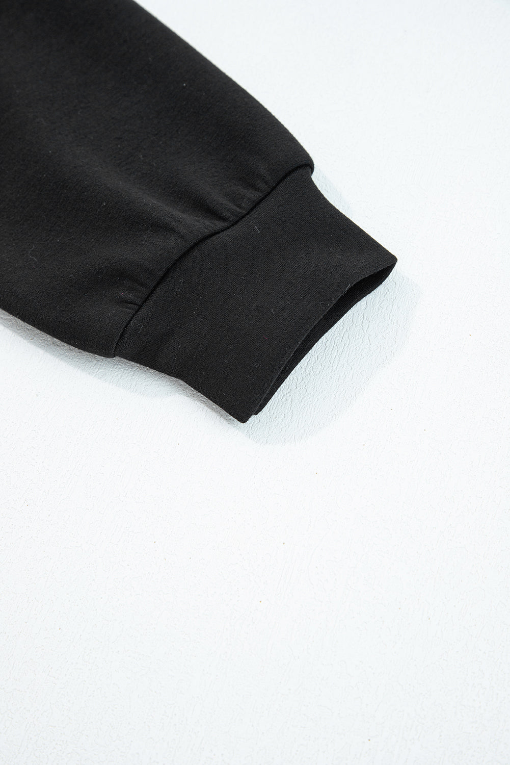 Black Zip Collar Long Sleeve Top Drawstring Pants Set