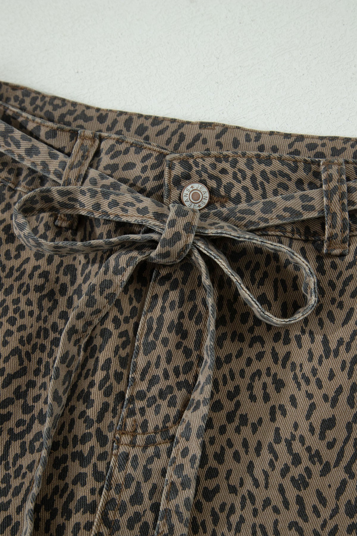 Black Leopard Print Loose Denim Shorts