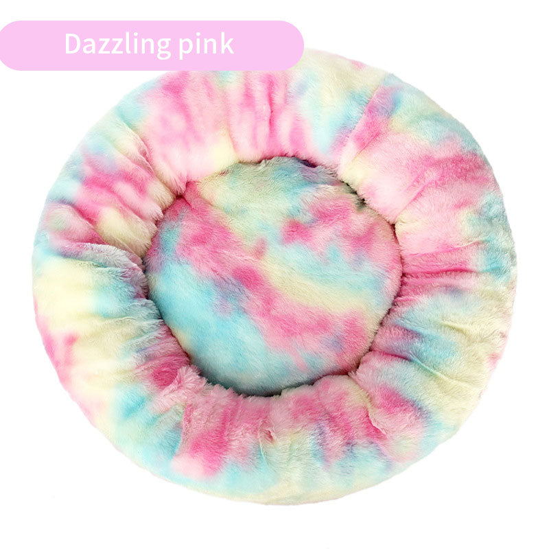 Dog Kennel Cat Kennel Plush Round Gradual Change Pet Kennel Dog Bed Winter Mat Gradual Change Pet Mattress Pet Supplies