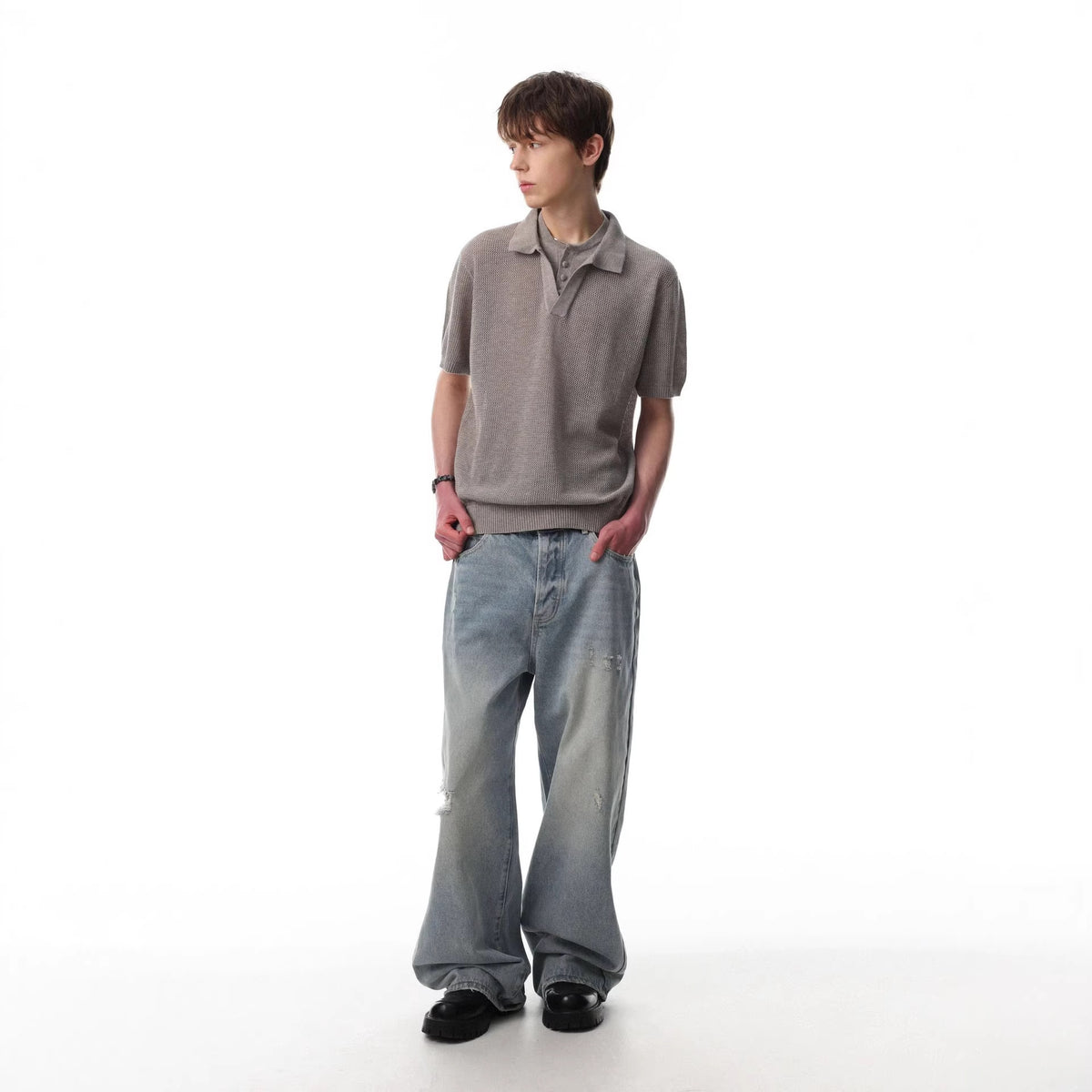 Two double-layer lapel polo shirts