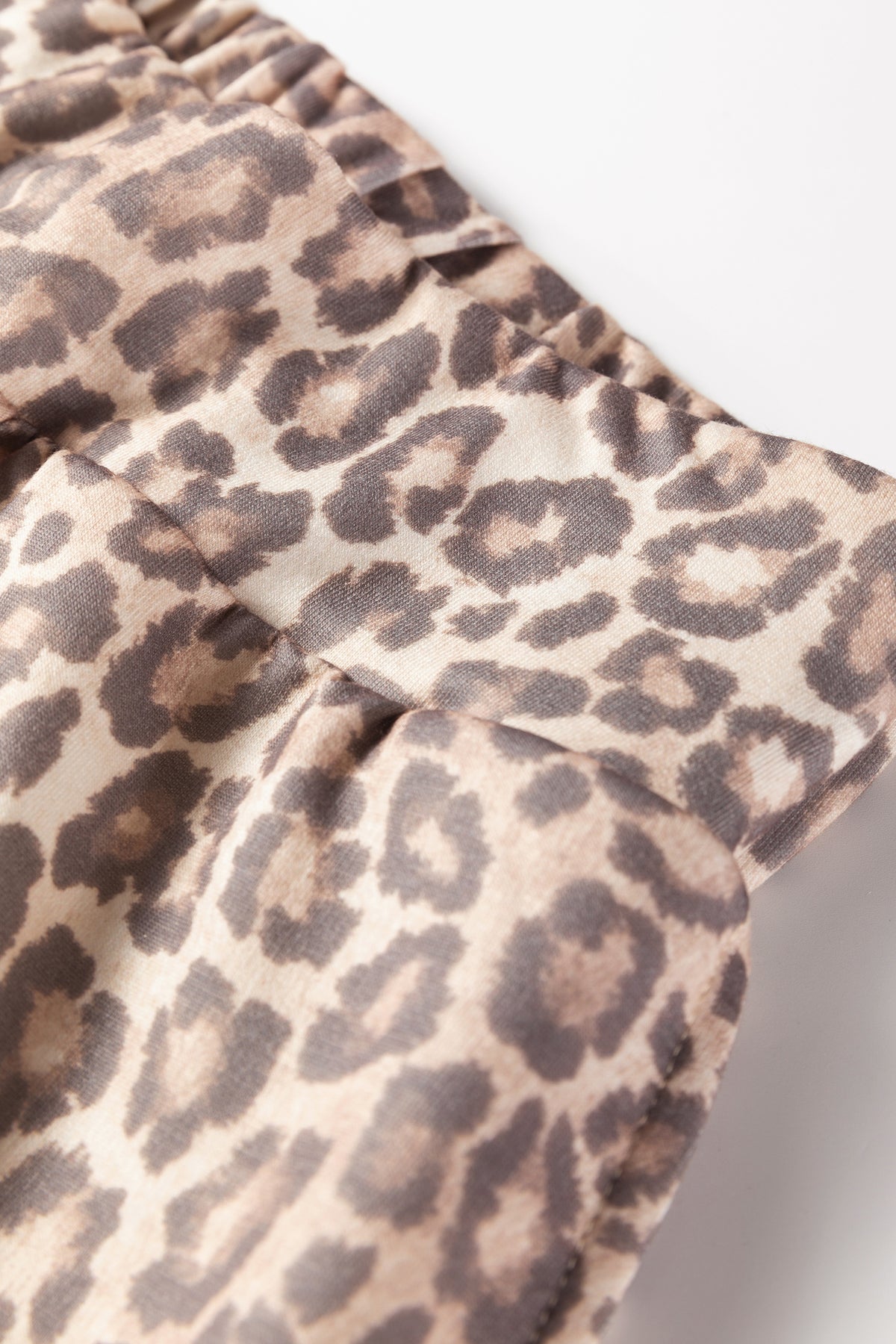 Light French Beige Leopard Print V Neck Pullover Mini Skort 2pcs Set