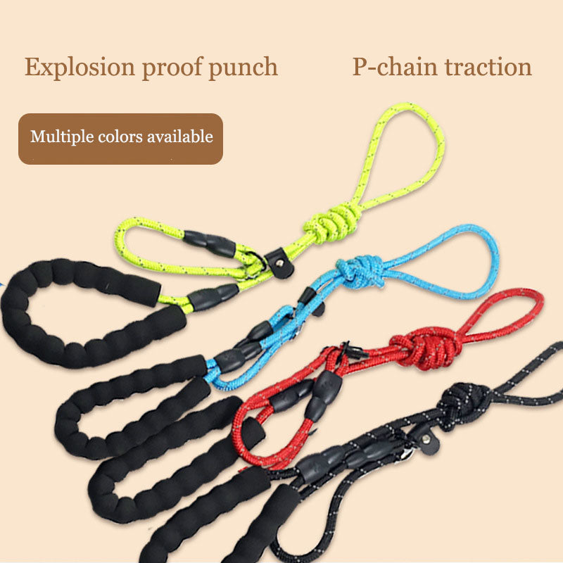 Pet P-chain reflective traction rope, dog chain explosion-proof impact traction belt, not limited to walking dog rope