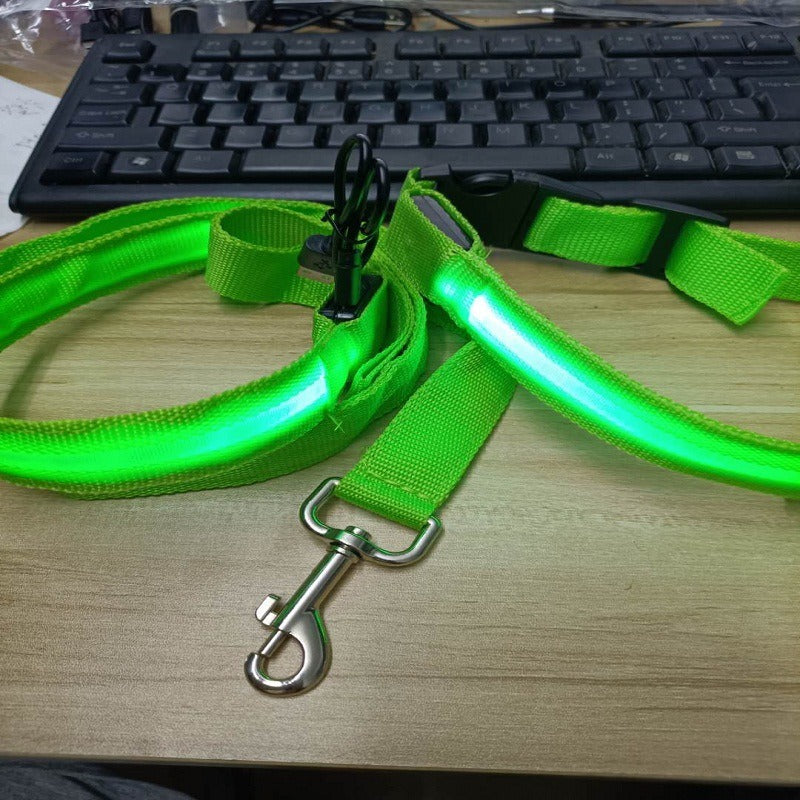 LED Light-Emitting Dog Leash Tractor Pet Belt / Light-Emitting Rope / USB Flashing Light Traction Rope Dog Leash