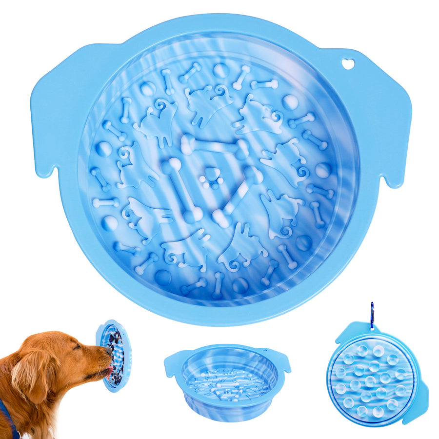Portable Folding Bowl Sucker Licking Pad Slow Food Bowl Dog Basin Silicone Pet Bowl Dog Bowl