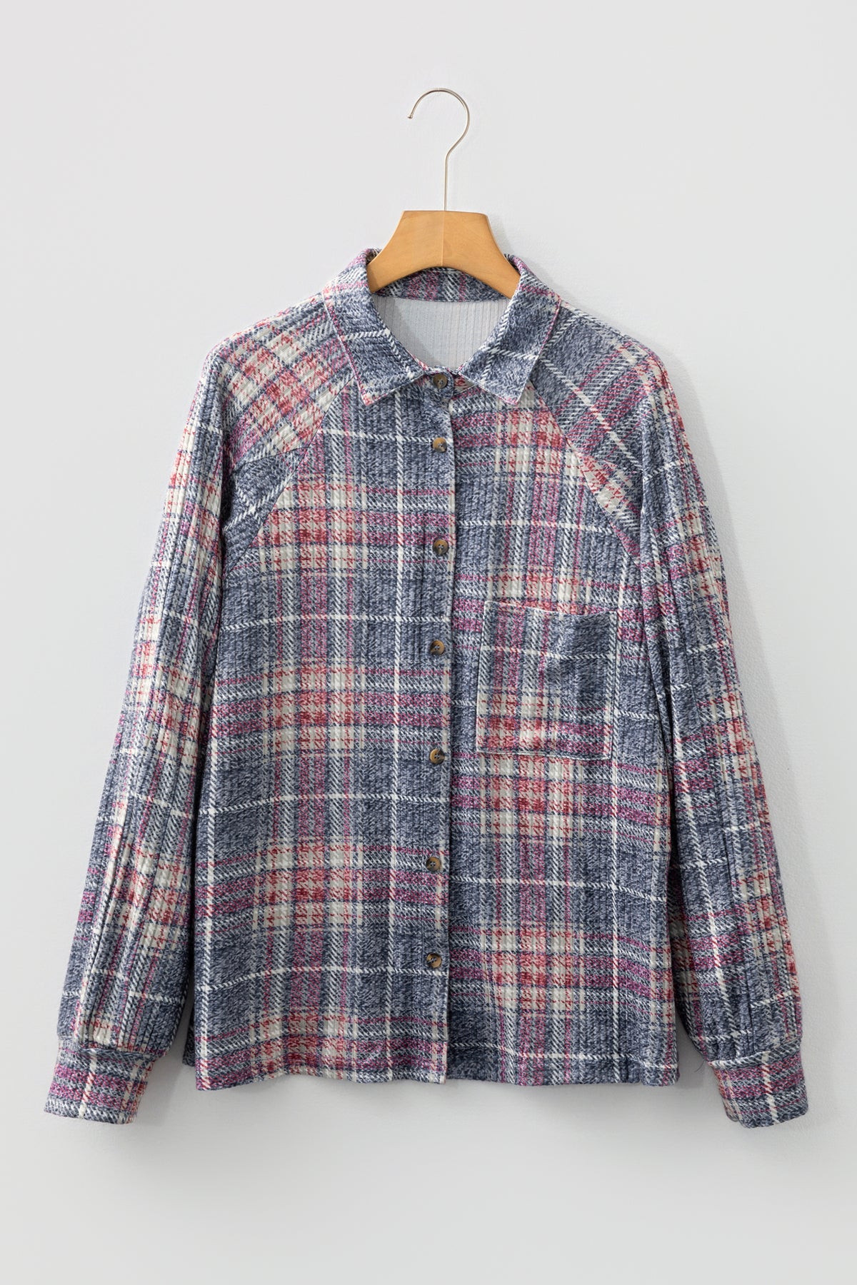 Multicolour Plaid Textured Chest Pocket Vintage Shirt