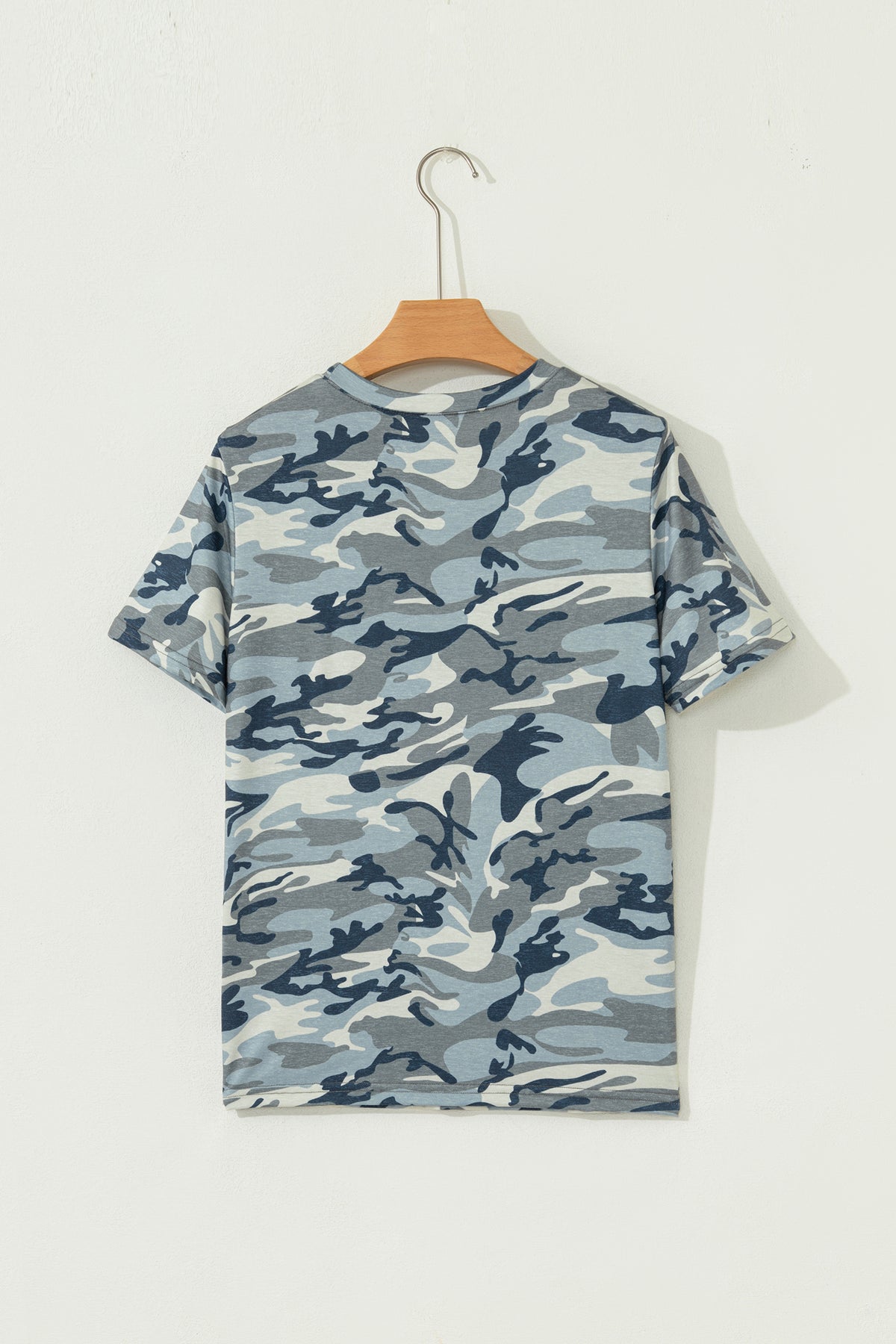 Green Camouflage Print Crew Neck T Shirt