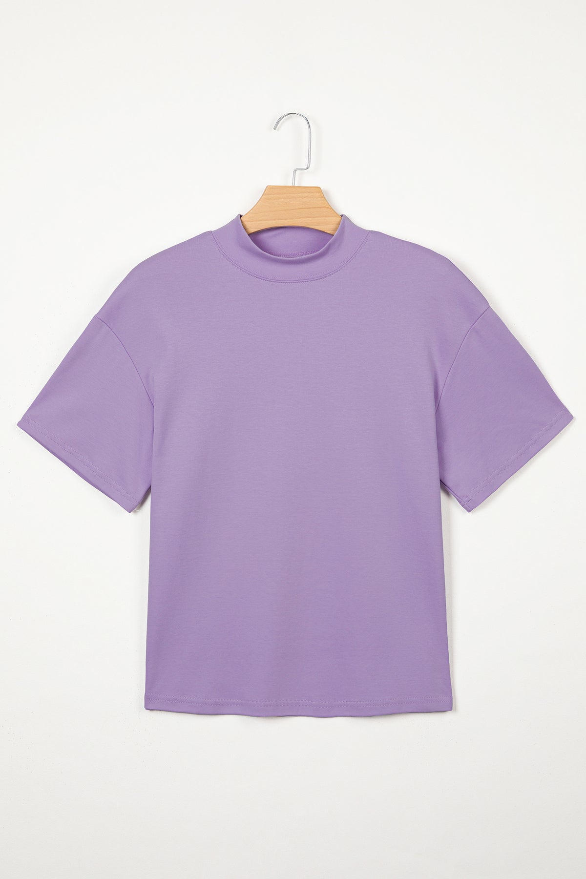 Wisteria Solid Color High Neck Oversize Tee