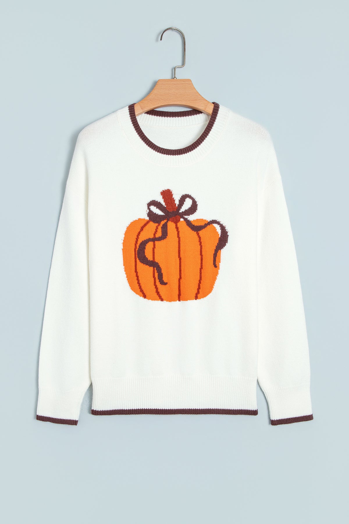 Chicory Coffee Fall Pumpkin Pattern Casual Pullover Sweater