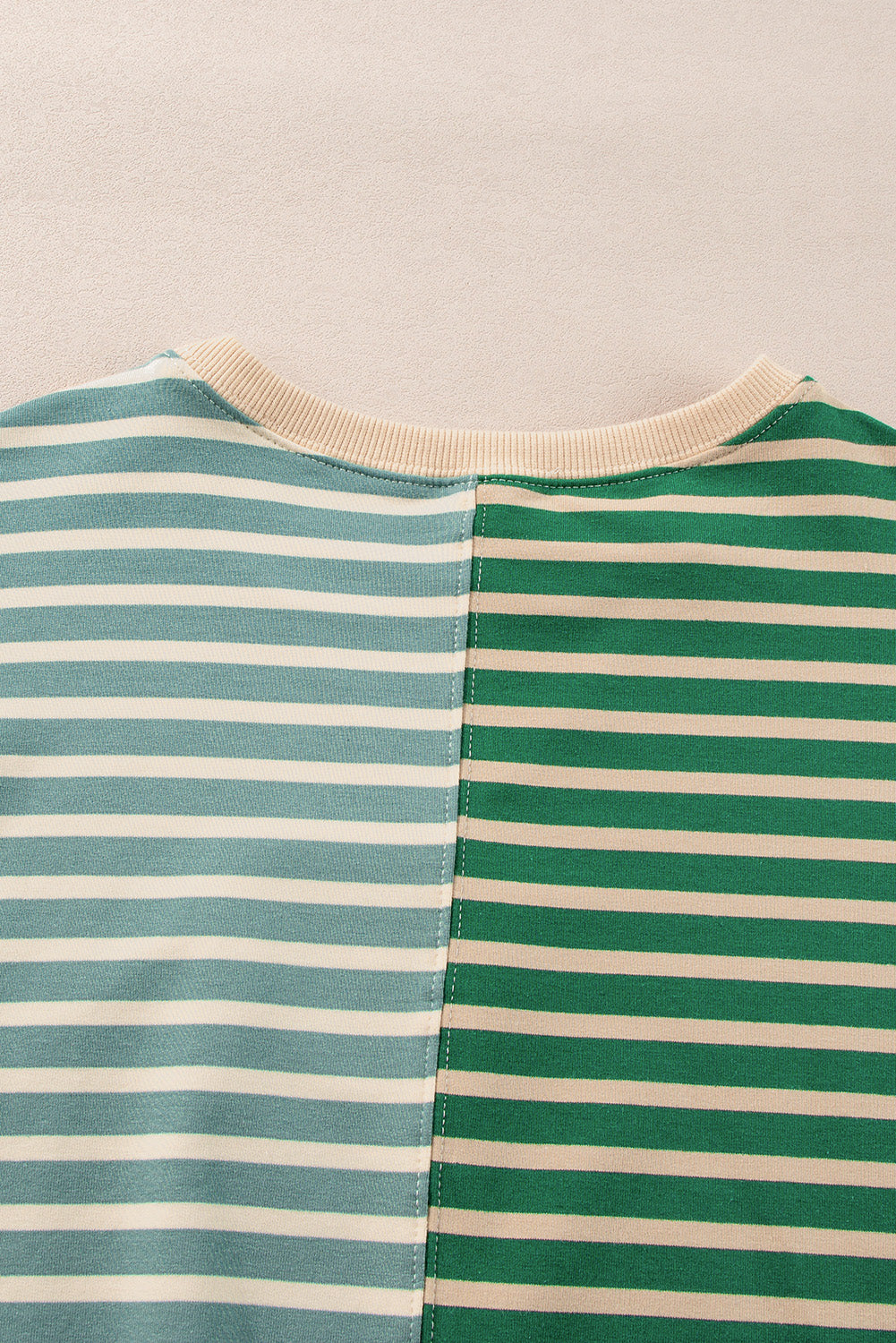 Green Stripe Colorblock Drop Shoulder Oversize Sweatshirt