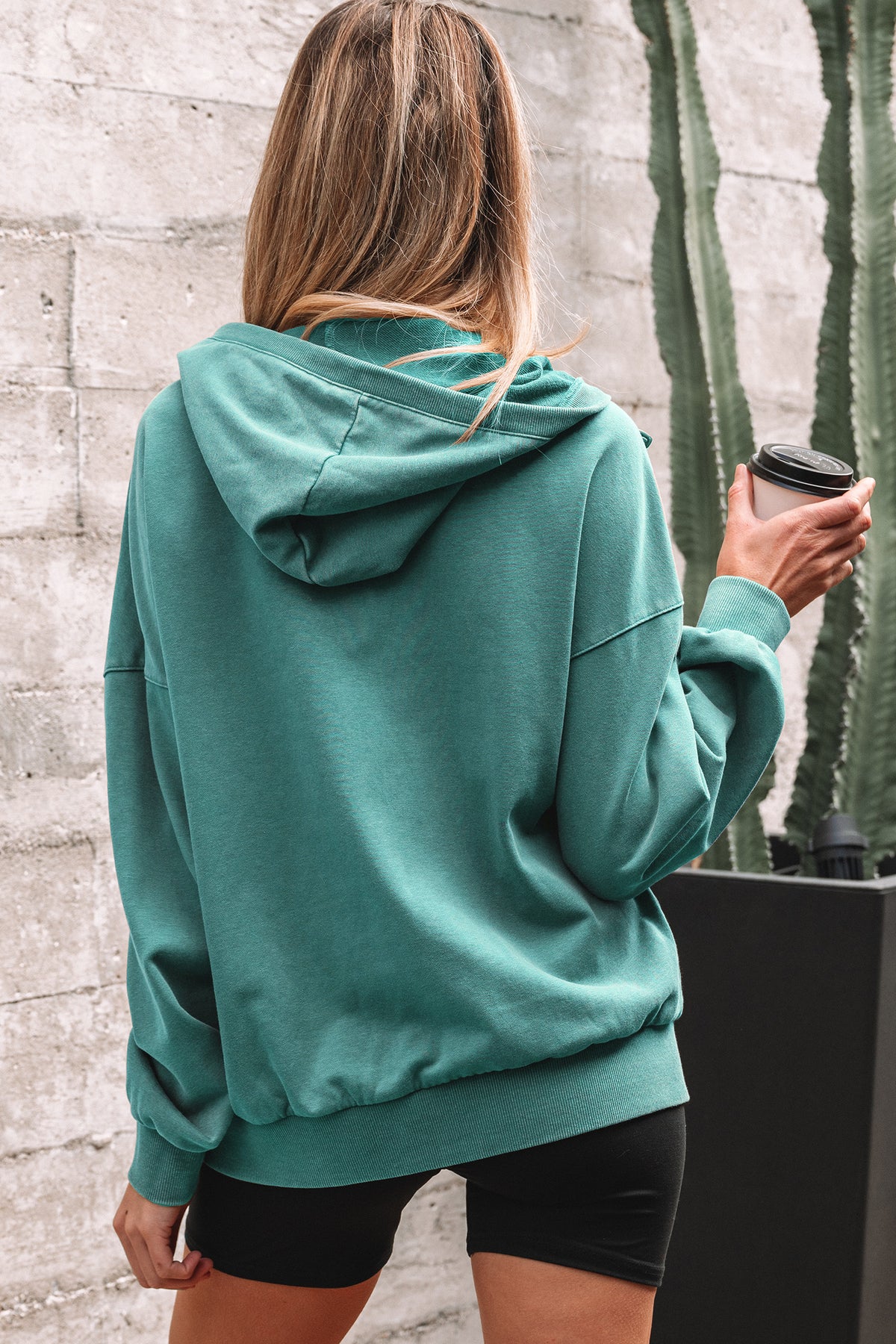Canton Half Zip Kangaroo Pocket Mineral Wash Baggy Hoodie