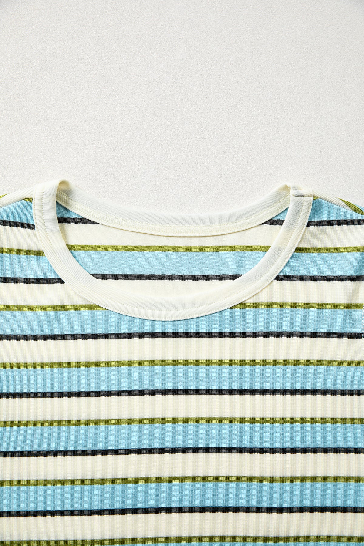 Multicolour Striped Round Neck Ribbed Knit Long Sleeve Top