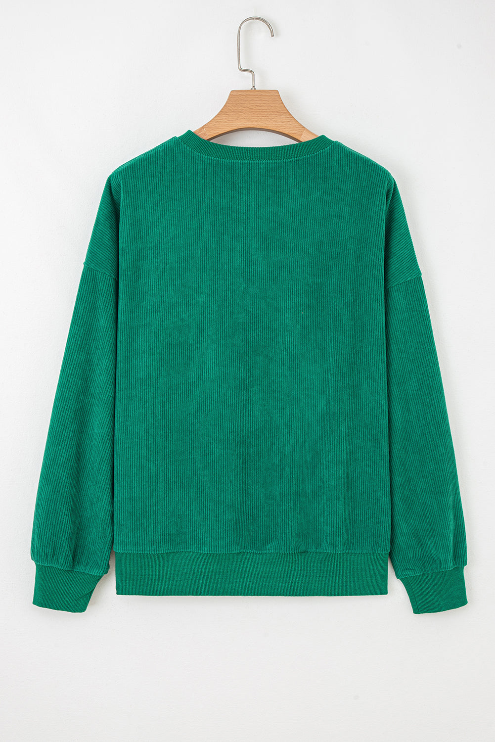 Dark Green merry little thing Corded Letter Graphic Ribbed Loose Sweatshirt