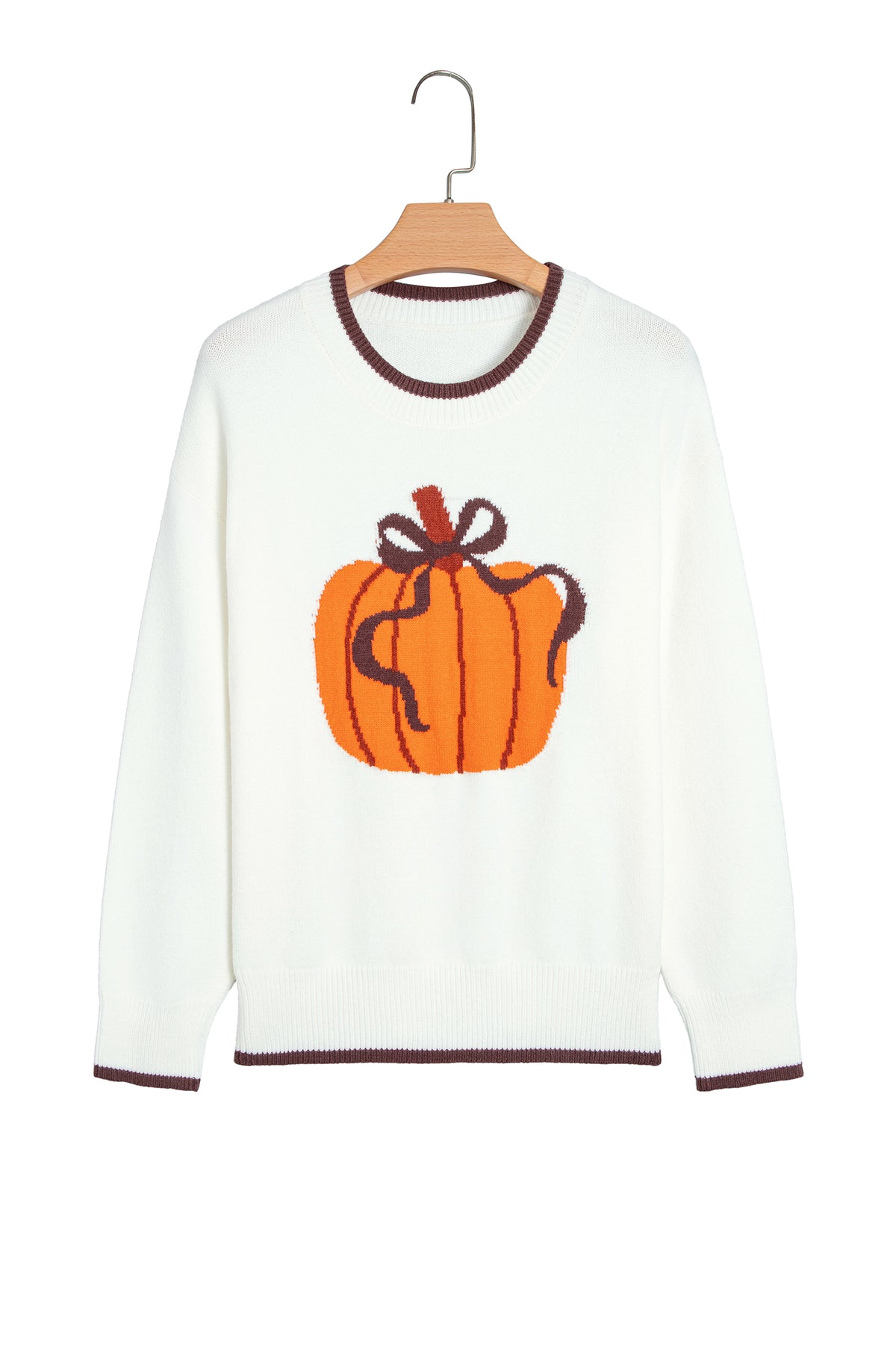 Chicory Coffee Fall Pumpkin Pattern Casual Pullover Sweater
