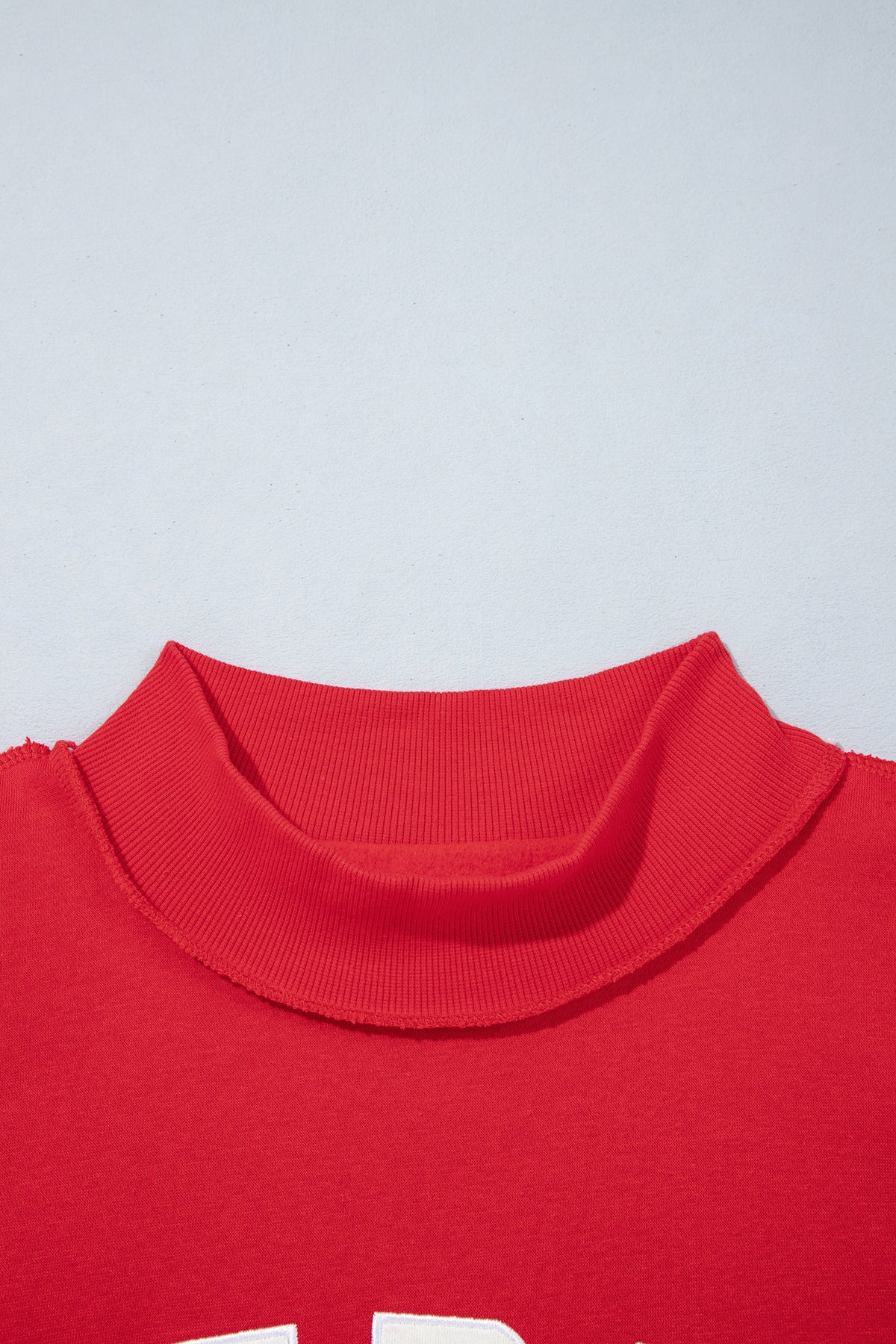 Fiery Red MERRY Embroidered Letter High Neck Tunic Pullover Sweatshirt