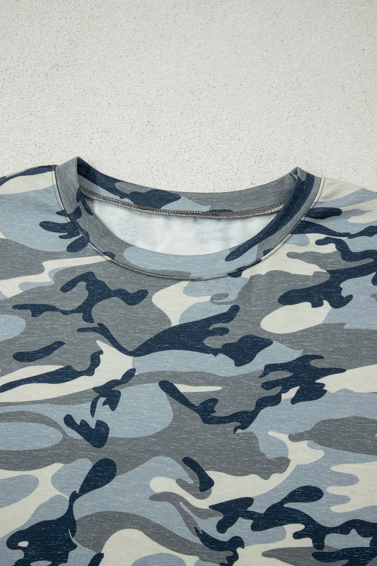 Green Camouflage Print Crew Neck T Shirt