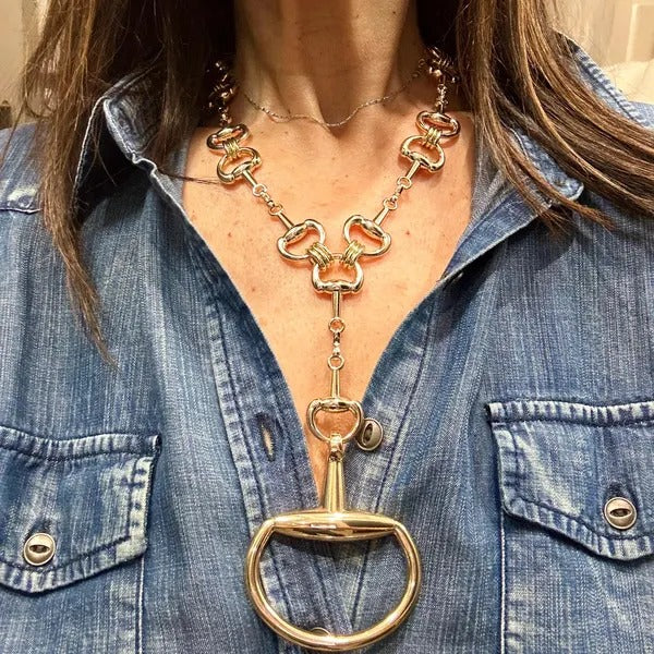 ST220X Gold 19" Equesterian Necklace Snaffle Bit