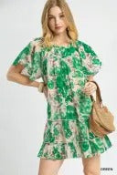UMA1780 Green Print Midi Dress