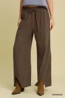 UMC4250 Expresso Wide Leg Linen Pants