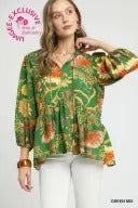 UMK0726 Green Mix Floral Print Mix Top