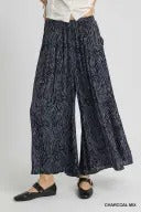 UMNC1000 Charcoal Mix Zebra Print Wide Leg Pants