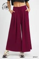 YMXC5450- Merlot Wideleg Pants With Pockets